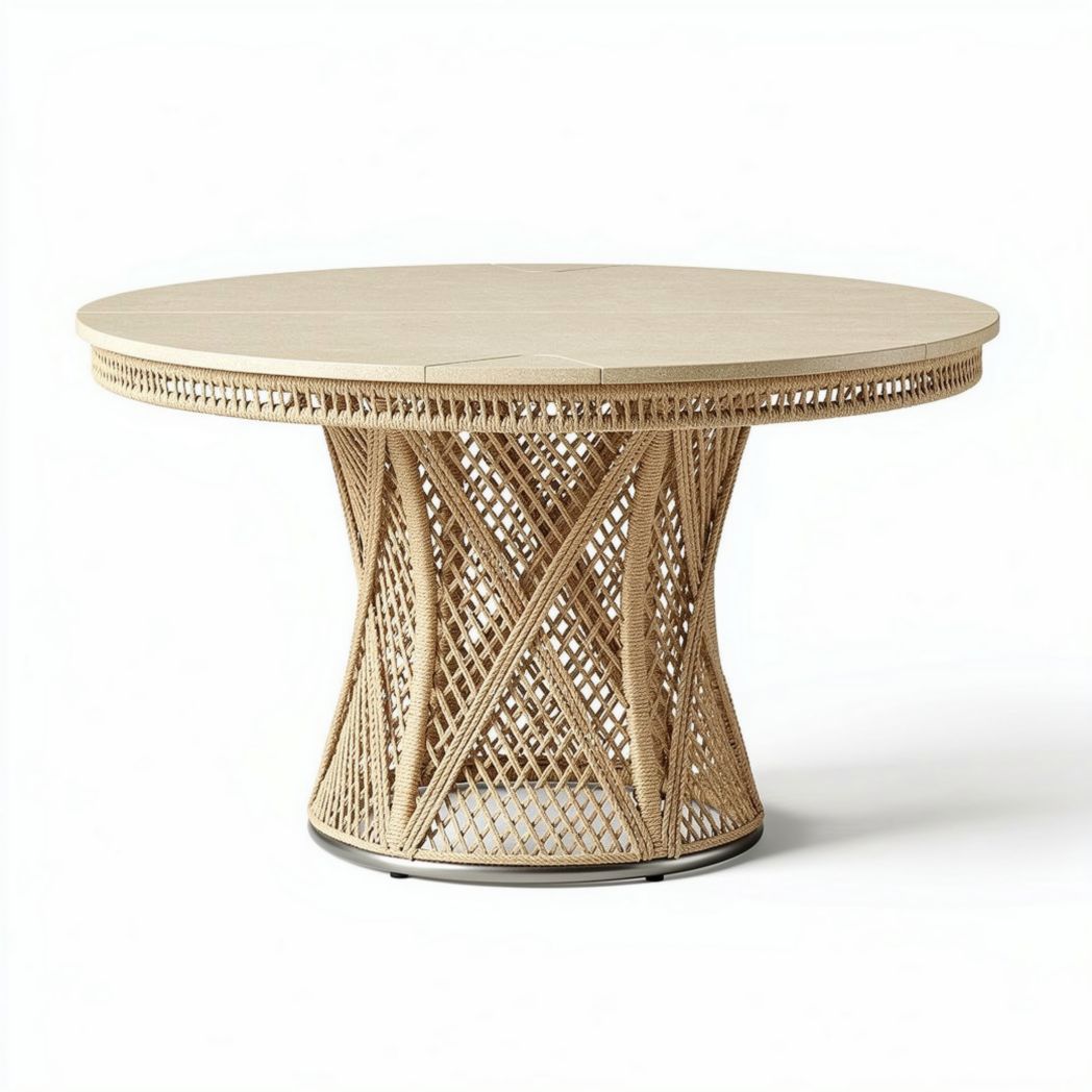 Ronde eettafel van rotan met een diameter van 120 cm en hoogte van 75 cm