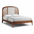 Massief houten bed met gestoffeerde rugleuning 200 x 160 x 100 cm