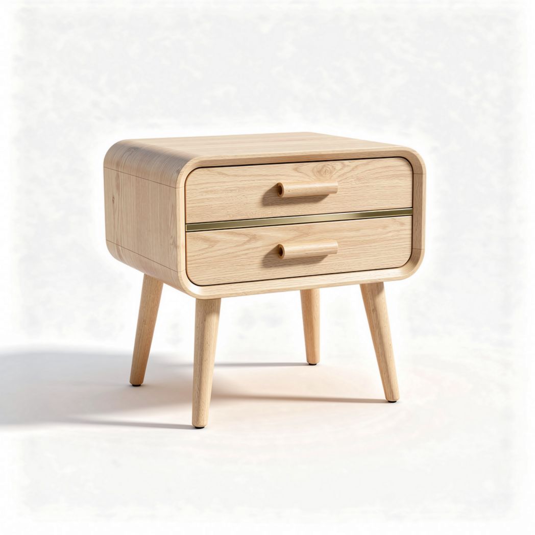 Houten nachtkast met twee lades en een formaat van 45 x 40 x 38cm