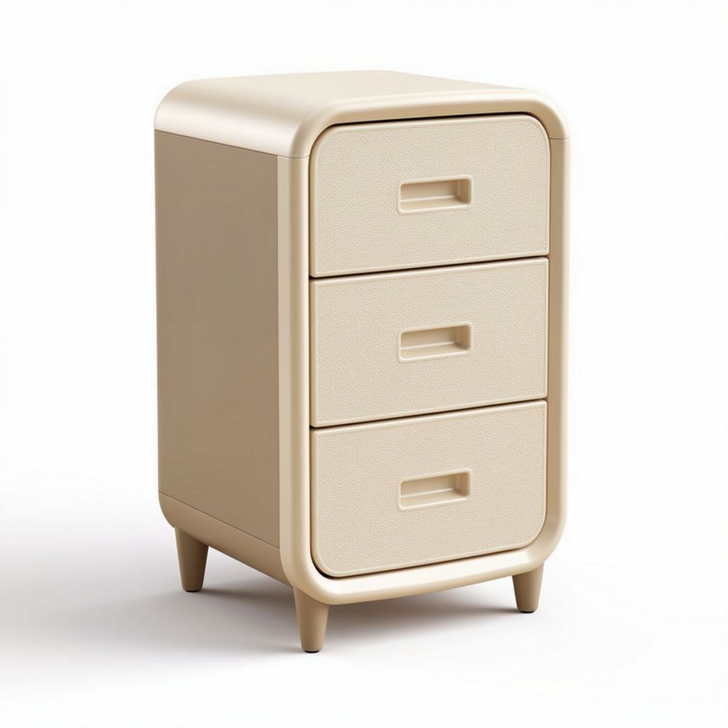 Vergrendelbare nachtkast met drie lades van kunststof in beige 40 x 30 x 60 cm