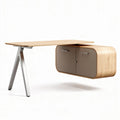 Houten bureau met opbergruimte 150 x 75 x 75cm en metalen poten
