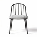 Zwarte metalen stoel met grijs stoffen zitvlak en moderne uitstraling 45 x 45 x 85cm