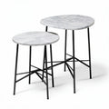 Bijzettafels van marmer met zwarte metalen poten set van twee 50 x 40 x 45cm