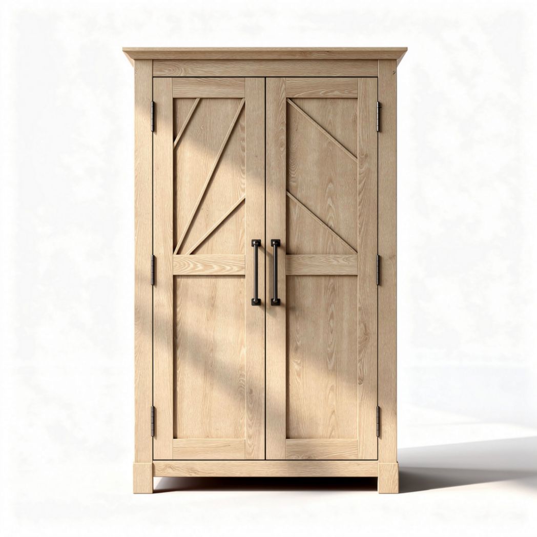 Houten kast met twee deuren en geometrisch design 80 x 40 x 120cm