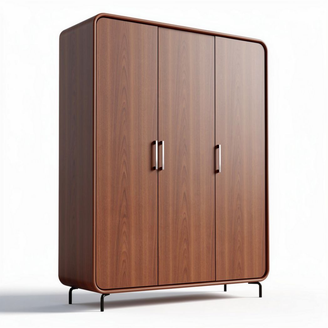 Kast van hout met drie deuren en metalen poten 150 x 50 x 180cm