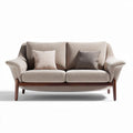 Twee-zitbank van stof met houten poten in neutrale kleur 200 x 90 x 85cm
